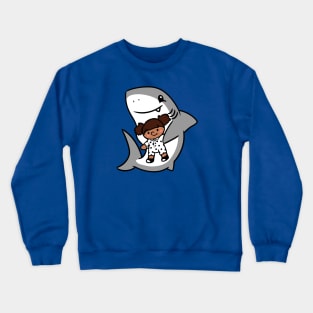 Shark Pup Morgan & Their Doll (Medium Tones, Pigtails, Romper) Crewneck Sweatshirt